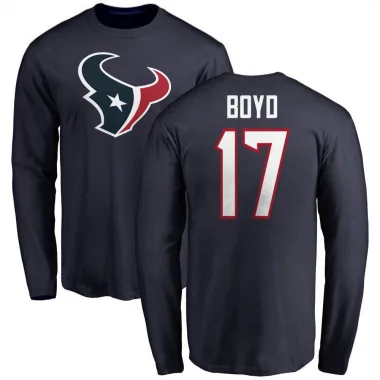 Navy Youth Kris Boyd Houston Texans Logo Long Sleeve T-Shirt -