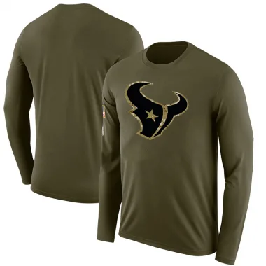 Olive Men's Blank Houston Texans Salute to Service Sideline Long Sleeve T-Shirt