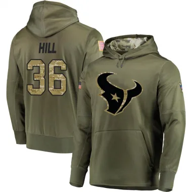 Olive Men's Brandon Hill Houston Texans Salute to Service Pullover Hoodie