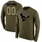 Olive Men's Custom Houston Texans Salute to Service Sideline Long Sleeve T-Shirt