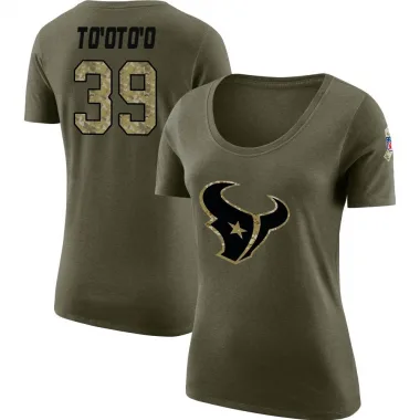 Olive Women's Henry To'oTo'o Houston Texans Salute to Service Scoop Neck T-Shirt