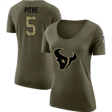 Olive Women's Jalen Pitre Houston Texans Salute to Service Scoop Neck T-Shirt