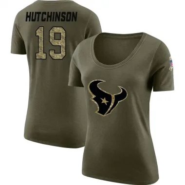 Olive Women's Xavier Hutchinson Houston Texans Salute to Service Scoop Neck T-Shirt