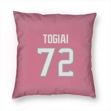 Pink Houston Texans Tommy Togiai   Pillow Cover (18 X 18)