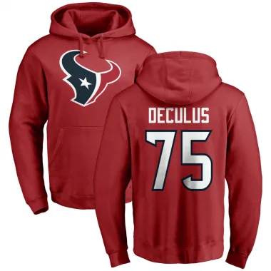 Red Men's Austin Deculus Houston Texans Pro Line Logo Pullover Hoodie