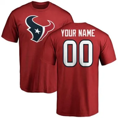 Red Men's Custom Houston Texans Logo T-Shirt -