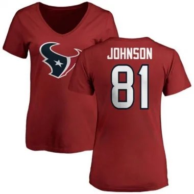 Red Women's Andre Johnson Houston Texans Logo Slim Fit T-Shirt -