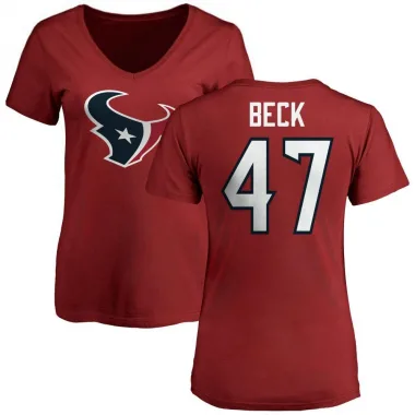 Red Women's Andrew Beck Houston Texans Logo Slim Fit T-Shirt -