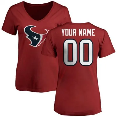 Red Women's Custom Houston Texans Logo Slim Fit T-Shirt -