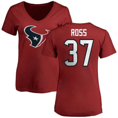 Red Women's D'Angelo Ross Houston Texans Logo Slim Fit T-Shirt -