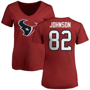 Red Women's Diontae Johnson Houston Texans Logo Slim Fit T-Shirt -