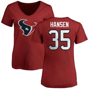 Red Women's Jake Hansen Houston Texans Logo Slim Fit T-Shirt -