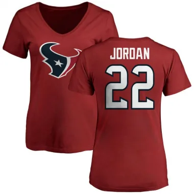 Red Women's Jawhar Jordan Houston Texans Logo Slim Fit T-Shirt -