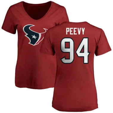 Red Women's Jayden Peevy Houston Texans Logo Slim Fit T-Shirt -