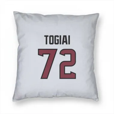 White Houston Texans Tommy Togiai   Pillow Cover (18 X 18)